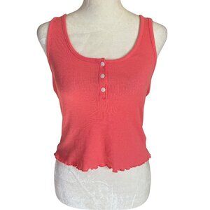American Eagle women's cropped tank top coral ribbed sleeveless pullover L